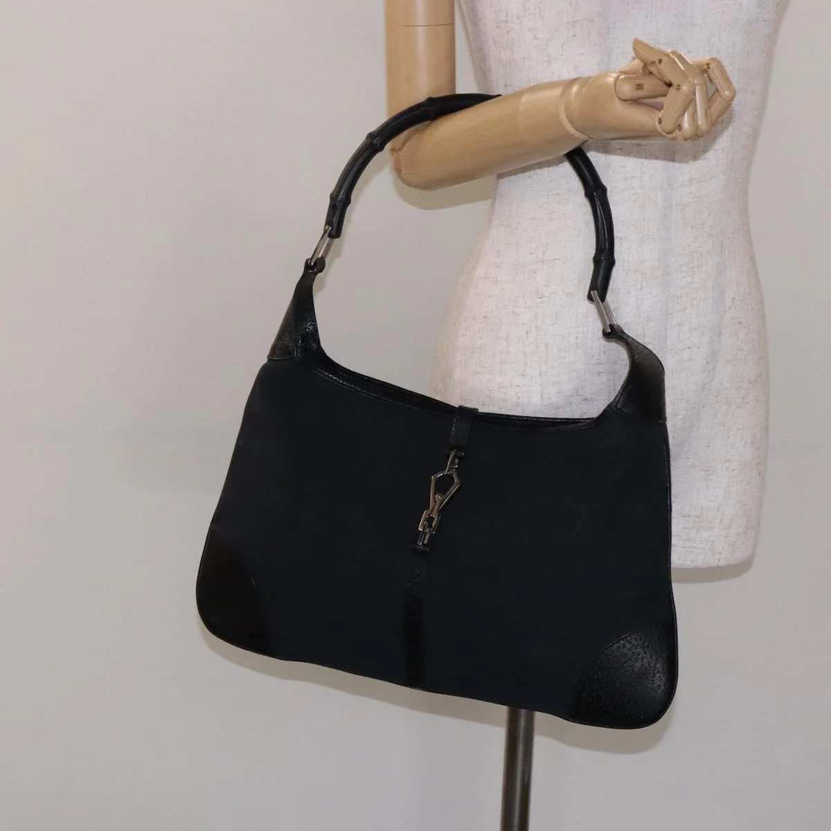 Hand Bag Bamboo Jackie Black Silver - Image 22