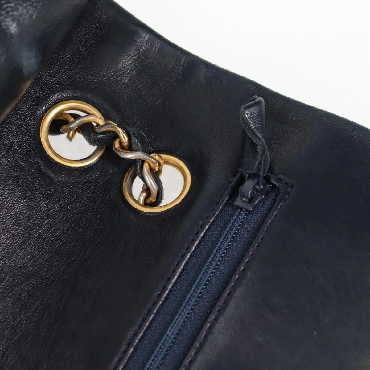 Matelasse 25 Double Flap Chain Bag Lamb Skin Navy Gold CC - Image 15