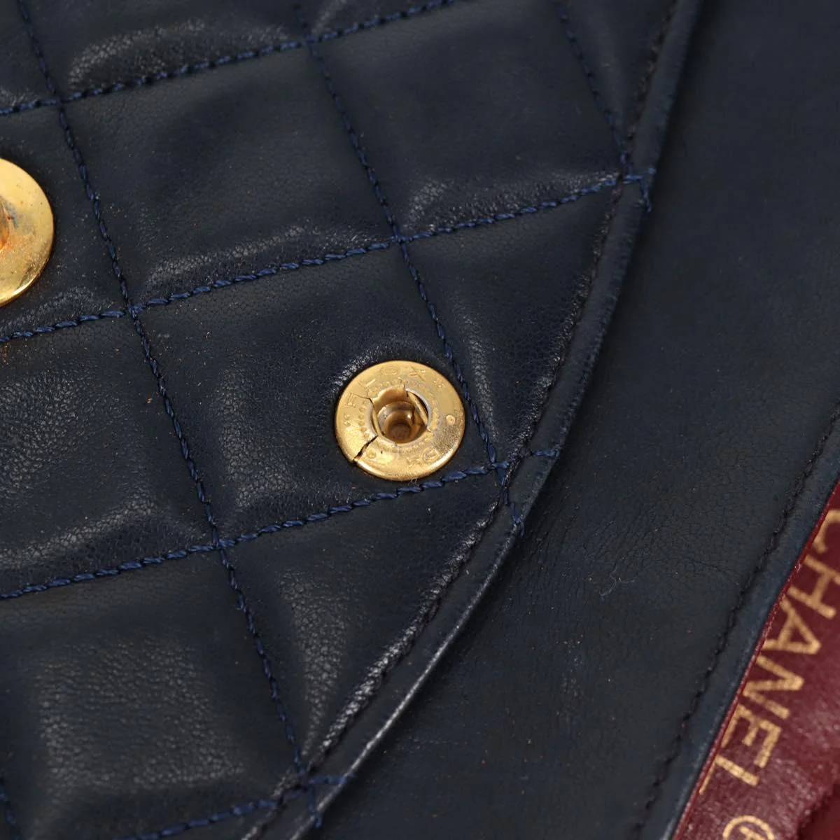 Matelasse 25 Double Flap Chain Bag Lamb Skin Navy Gold CC - Image 19