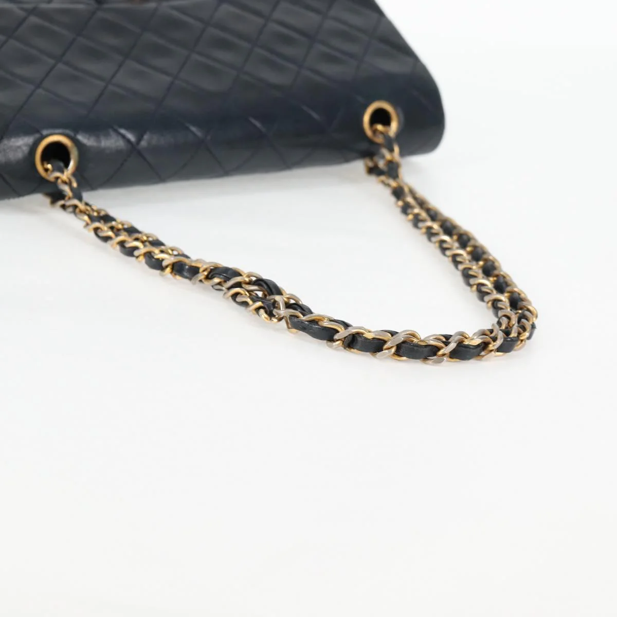 Matelasse 25 Double Flap Chain Bag Lamb Skin Navy Gold CC - Image 8