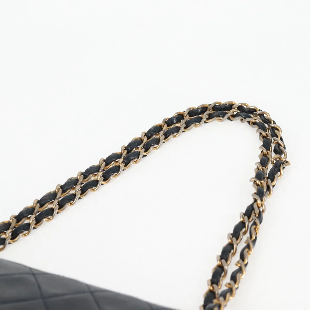 Matelasse 25 Double Flap Chain Bag Lamb Skin Navy Gold CC - Image 9